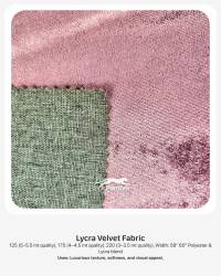 Lycra Velvet Fabric 125-220 GSM | 58”-60” Width | Polyester & Lycra  in Surat